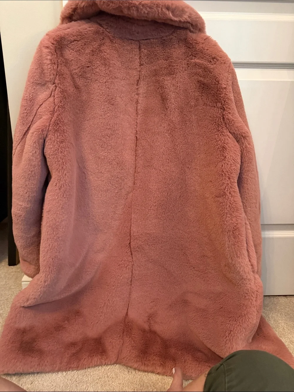 J. Crew Plush Faux Fur Pea Coat in Dusty Rose - Picture 3 of 3